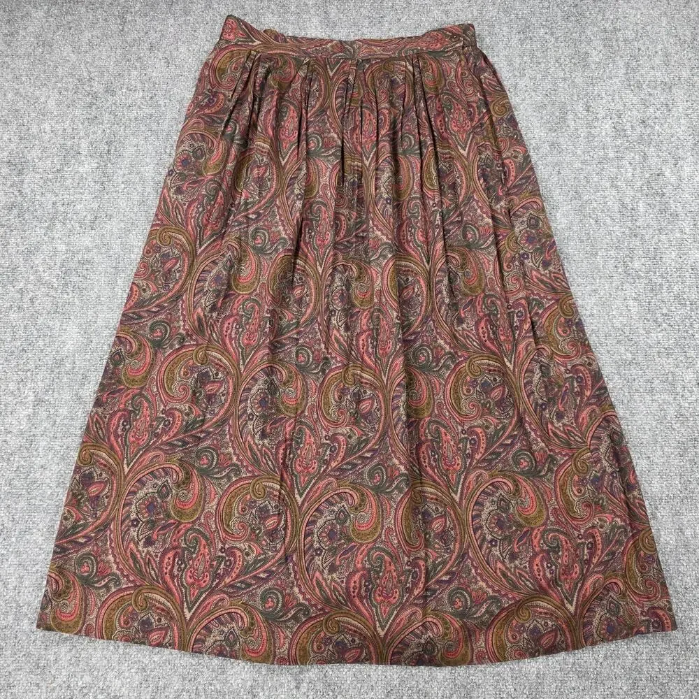 Vintage Ashley Brooke Skirt Womens 14 Multicolor Paisley Rayon Maxi Made USA
